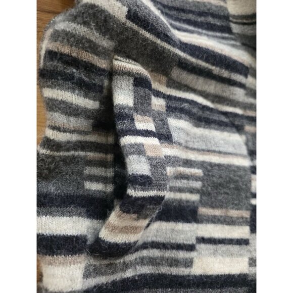 Peruvian Connection Open Face Alpaca Sweater Gray Tan Asymmetrical XL A001072 - Picture 5 of 11